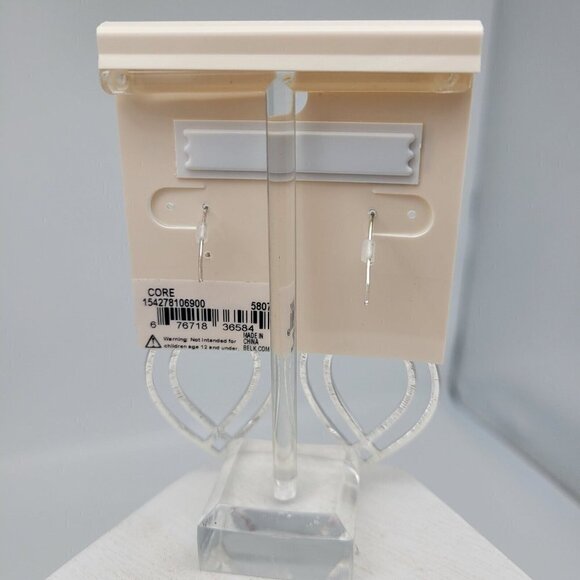 New Directions Silver Tone Drop Dangle Earrings Contemporary Modern New On Card - Picture 4 of 4